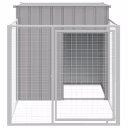 vidaXL Dog House Dog Kennel with Run Dog Cage Anthracite Galvanised Steel - light grey, 110 x 201 x 110 cm - Additional view 2