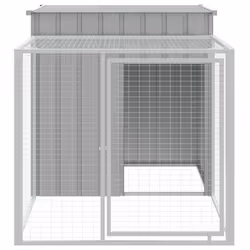 vidaXL Chicken Cage Chicken Run Coop with Run Anthracite Galvanised Steel - light grey, 110 x 201 x 110 cm