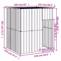 vidaXL Dog House Dog Kennel with Roof Dog Cage Light Grey Galvanised Steel - anthracite
