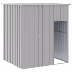 vidaXL Dog House Dog Kennel with Roof Dog Cage Light Grey Galvanised Steel - light grey