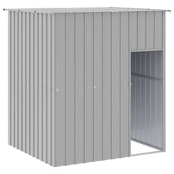 vidaXL Dog House Dog Kennel with Roof Dog Cage Light Grey Galvanised Steel - light grey