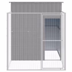 vidaXL Dog House Dog Kennel with Run Dog Cage Anthracite Galvanised Steel - light grey, 165 x 251 x 181 cm - Additional view 2