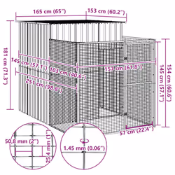 vidaXL Dog House Dog Kennel with Run Dog Cage Anthracite Galvanised Steel - light grey, 165 x 251 x 181 cm - Additional view 3