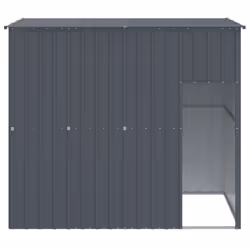 vidaXL Dog House Dog Kennel with Run Dog Cage Light Grey Galvanised Steel - anthracite, 214 x 153 x 181 cm - Additional view 2