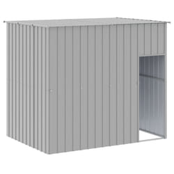 vidaXL Dog House Dog Kennel with Run Dog Cage Light Grey Galvanised Steel - light grey, 214 x 153 x 181 cm
