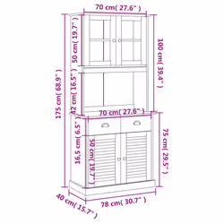 vidaXL Highboard Sideboard Side Cabinet Storage Cabinet VIGO Solid Wood Pine - brown - Additional view 3