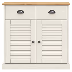 vidaXL Highboard Sideboard Side Cabinet Storage Cabinet VIGO Solid Wood Pine - white, with 2 doors - Additional view 10