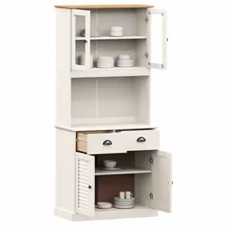 vidaXL Highboard Sideboard Side Cabinet Storage Cabinet VIGO Solid Wood Pine - white, with 2 doors - Additional view 2