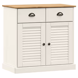 vidaXL Highboard Sideboard Side Cabinet Storage Cabinet VIGO Solid Wood Pine - white, with 2 doors - Additional view 9