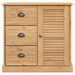 vidaXL Highboard Sideboard Side Cabinet Storage Cabinet VIGO Solid Wood Pine - brown, with 1 door - Additional view 10