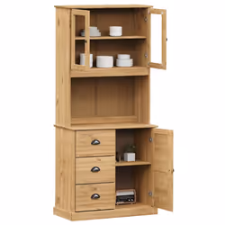vidaXL Highboard Sideboard Side Cabinet Storage Cabinet VIGO Solid Wood Pine - brown, with 1 door - Additional view 2