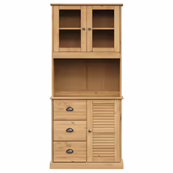 vidaXL Highboard Sideboard Side Cabinet Storage Cabinet VIGO Solid Wood Pine - brown, with 1 door - Additional view 4