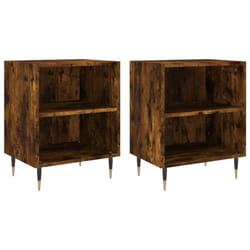 vidaXL Bedside Cabinet Bedside Table Nightstand Sonoma Oak Engineered Wood - smoked oak, 2 pcs