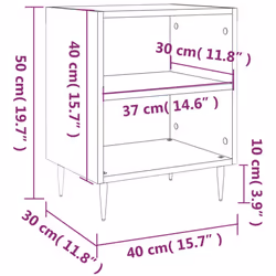 vidaXL Bedside Cabinet Bedside Table Nightstand Sonoma Oak Engineered Wood - smoked oak, 2 pcs - Additional view 9