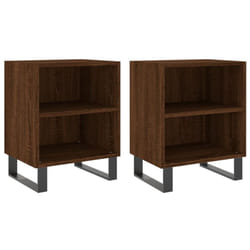 vidaXL Bedside Cabinet Bed Table Nightstand Side Table Black Engineered Wood - brown oak, 2 pcs