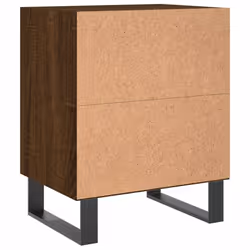 vidaXL Bedside Cabinet Bed Table Nightstand Side Table Black Engineered Wood - brown oak, 2 pcs - Additional view 6