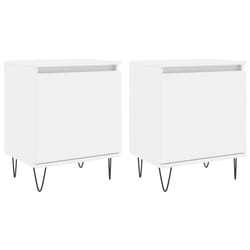 vidaXL Bedside Cabinets Bedside Table 2 pcs High Gloss White Engineered Wood - white, 2 pcs