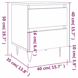 vidaXL Bedside Cabinets Side Table Nightstand 2 pcs Sonoma Oak Engineered Wood - concrete grey, 1 pcs - Additional view 10