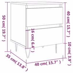 vidaXL Bedside Cabinets Side Table Nightstand 2 pcs Sonoma Oak Engineered Wood - concrete grey, 2 pcs - Additional view 10