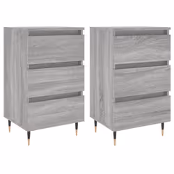 vidaXL Bedside Cabinets Bedside Table 2 pcs High Gloss White Engineered Wood - grey sonoma, 2 pcs