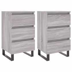 vidaXL Bedside Cabinets Bedside Table Nightstand 2 pcs Black Engineered Wood - grey sonoma, 2 pcs