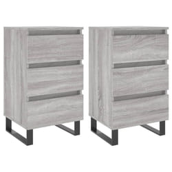 vidaXL Bedside Cabinets Bedside Table Nightstand 2 pcs Black Engineered Wood - grey sonoma, 2 pcs