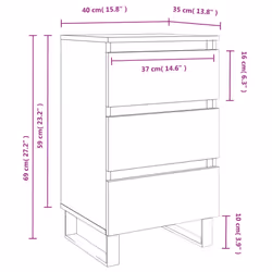 vidaXL Bedside Cabinets Bedside Table Nightstand 2 pcs Black Engineered Wood - grey sonoma, 2 pcs