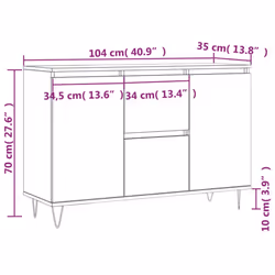 vidaXL Sideboard Storage Side Cabinet Cupboard Concrete Grey Engineered Wood - smoked oak - Additional view 10