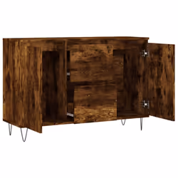 vidaXL Sideboard Storage Side Cabinet Cupboard Concrete Grey Engineered Wood - smoked oak - Additional view 5