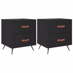 vidaXL Bedside Cabinets Bedside Table Nightstand 2 pcs Black Engineered Wood - black, 2 pcs