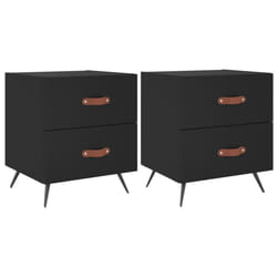 vidaXL Bedside Cabinets Bedside Table Nightstand 2 pcs Black Engineered Wood - black, 2 pcs