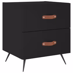 vidaXL Bedside Cabinets Bedside Table Nightstand 2 pcs Black Engineered Wood - black, 2 pcs - Additional view 4