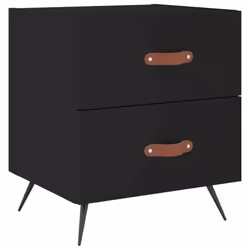 vidaXL Bedside Cabinets Bedside Table Nightstand 2 pcs Black Engineered Wood - black, 2 pcs - Additional view 5