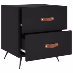 vidaXL Bedside Cabinets Bedside Table Nightstand 2 pcs Black Engineered Wood - black, 2 pcs - Additional view 8