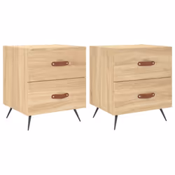 vidaXL Bedside Cabinets Bedside Table Nightstand 2 pcs Black Engineered Wood - sonoma oak, 2 pcs