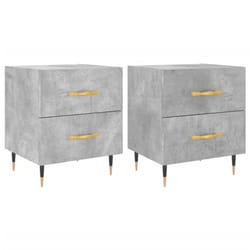 vidaXL Bedside Cabinets Bedside Table Nightstand 2 pcs Black Engineered Wood - concrete grey, 2 pcs