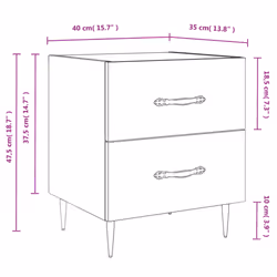 vidaXL Bedside Cabinets Bedside Table Nightstand 2 pcs Black Engineered Wood - concrete grey, 2 pcs