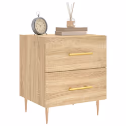 vidaXL Bedside Cabinets Bedside Table Nightstand 2 pcs White Engineered Wood - sonoma oak, 2 pcs - Additional view 2