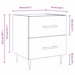 vidaXL Bedside Cabinets Bedside Table Nightstand 2 pcs White Engineered Wood - sonoma oak, 2 pcs - Additional view 3
