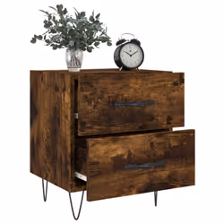 vidaXL Bedside Cabinets Bed Table End Table 2 pcs Concrete Grey Engineered Wood - smoked oak, 2 pcs - Additional view 2