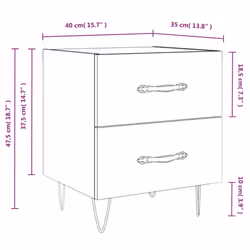 vidaXL Bedside Cabinets Bed Table End Table 2 pcs Concrete Grey Engineered Wood - smoked oak, 2 pcs - Additional view 3