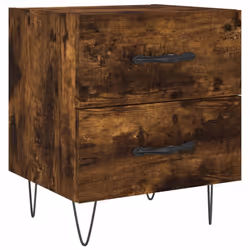 vidaXL Bedside Cabinets Bed Table End Table 2 pcs Concrete Grey Engineered Wood - smoked oak, 2 pcs - Additional view 4