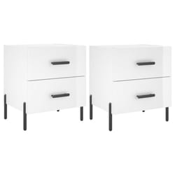 vidaXL Bedside Cabinets Nightstand Bedside Table 2 pcs White Engineered Wood - high gloss white, 2 pcs