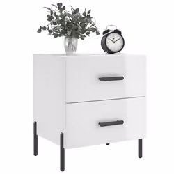 vidaXL Bedside Cabinets Nightstand Bedside Table 2 pcs White Engineered Wood - high gloss white, 2 pcs - Additional view 2