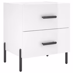vidaXL Bedside Cabinets Nightstand Bedside Table 2 pcs White Engineered Wood - high gloss white, 2 pcs - Additional view 4