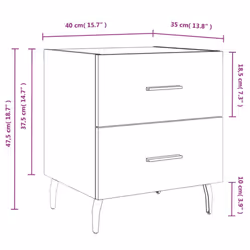 vidaXL Bedside Cabinets Nightstand Bedside Table 2 pcs White Engineered Wood - concrete grey, 2 pcs - Additional view 3