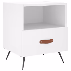 vidaXL Bedside Cabinet Bed Table Nightstand Side Table Black Engineered Wood - white, 1 pcs