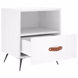 vidaXL Bedside Cabinet Bed Table Nightstand Side Table Black Engineered Wood - white, 1 pcs
