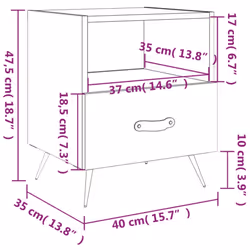 vidaXL Bedside Cabinet Bed Table Nightstand Side Table Black Engineered Wood - white, 1 pcs