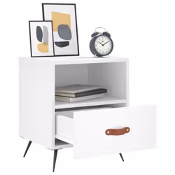 vidaXL Bedside Cabinet Bed Table Nightstand Side Table Black Engineered Wood - white, 1 pcs - Additional view 6